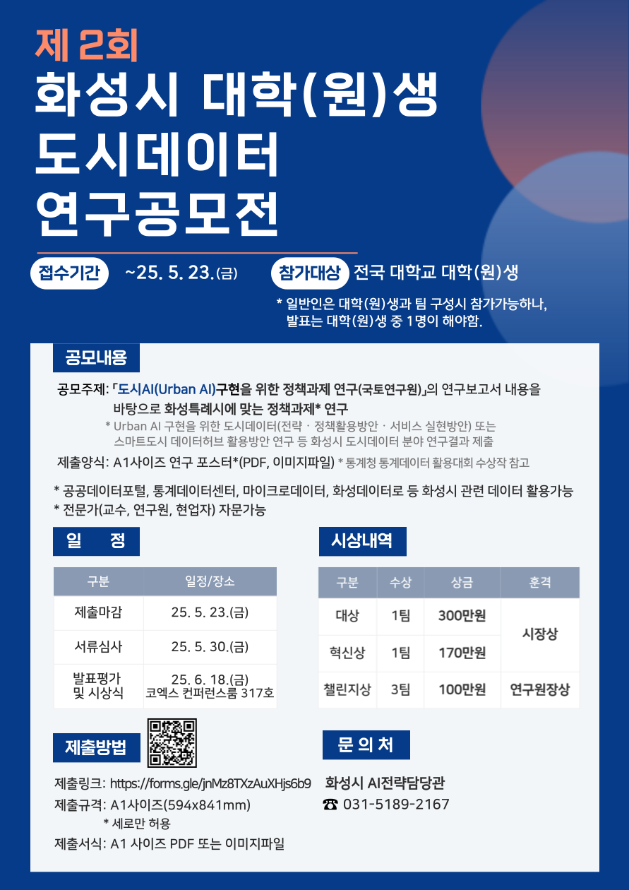 [포스터] 2025년 화성시 대학(원)생 도시데이터 연구공모전.png